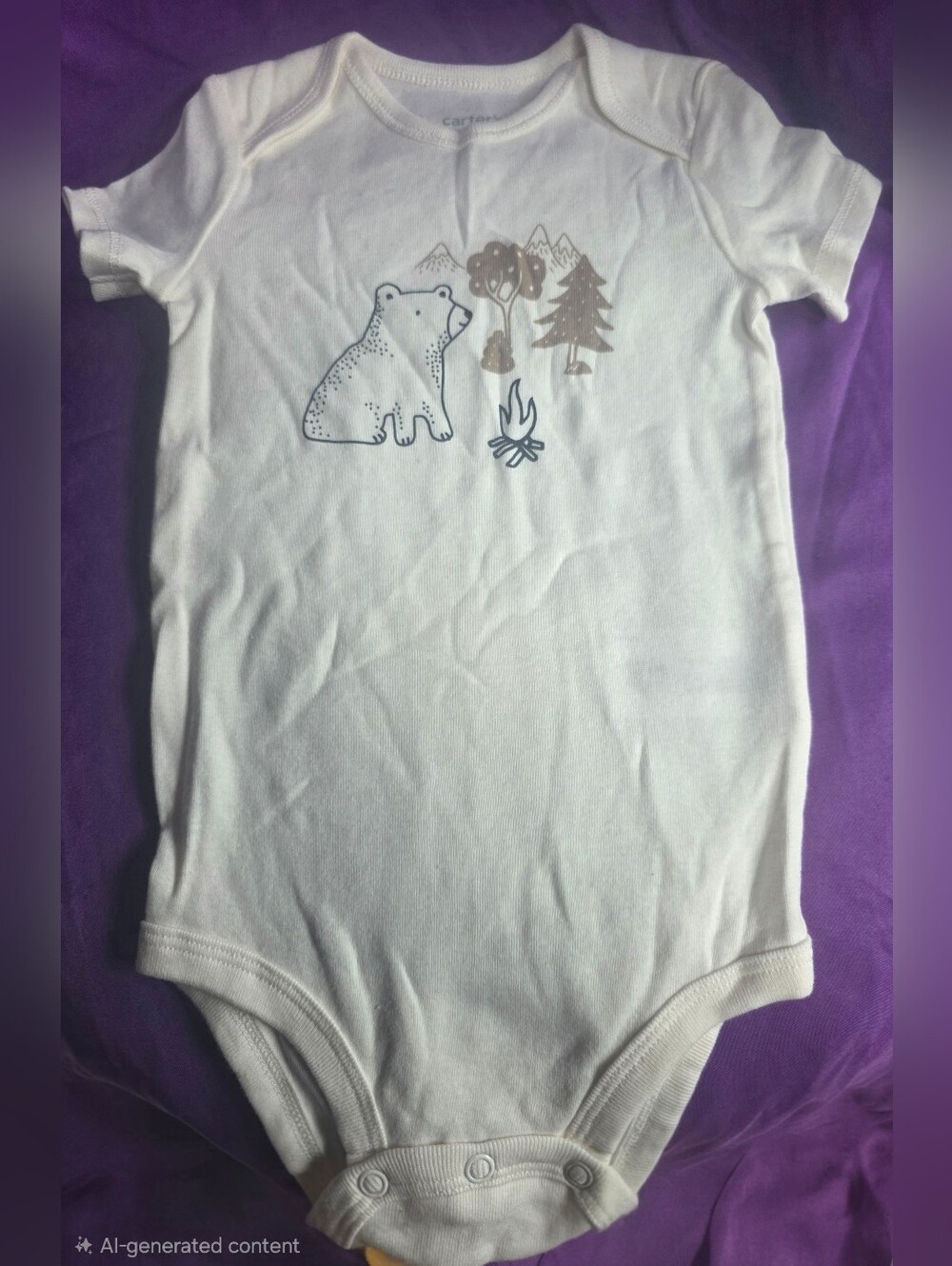 Carter's White Bear and Camp Graphic One-Piece- 12 Months